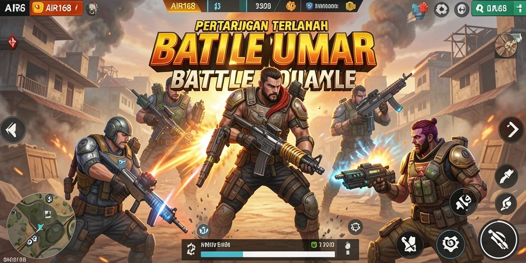 Tangkapan layar gameplay AIR168 menampilkan pertarungan seru di arena pertarungan.
