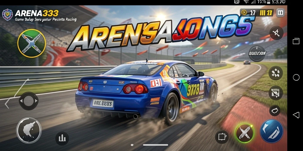 Screenshot gameplay ARENA333 menampilkan aksi balap yang mendebarkan.