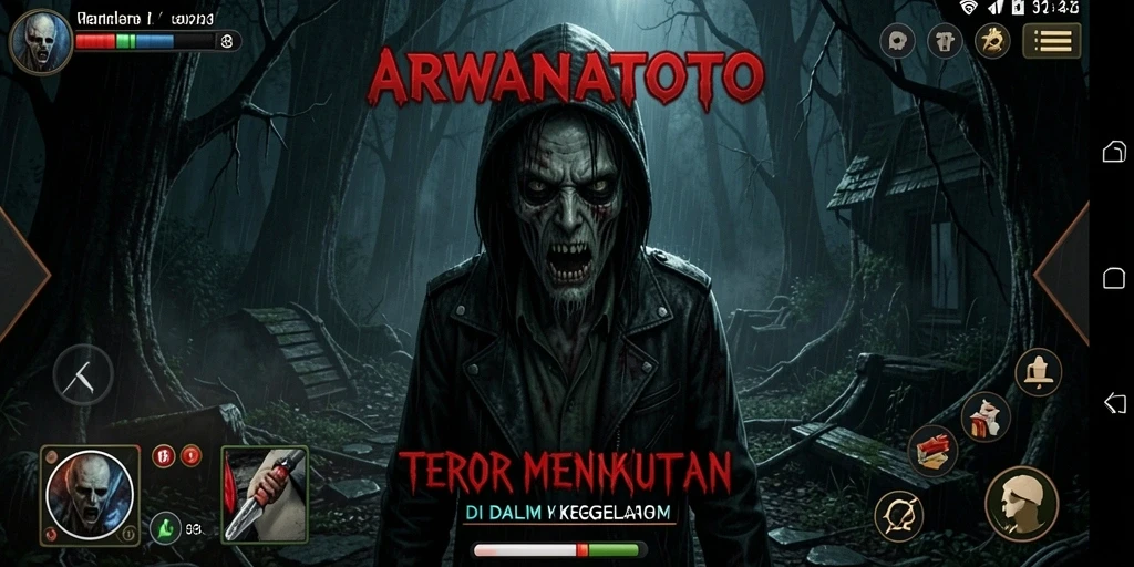 Screenshot ARWANATOTO menunjukkan suasana menakutkan saat menjelajah.