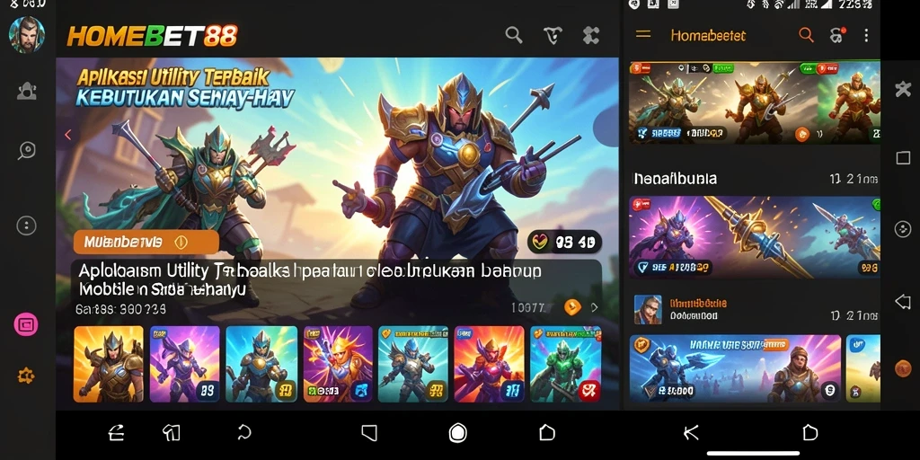 Tampilan screenshot dari aplikasi HOMEBET88 yang menunjukkan fitur Utility yang lengkap.