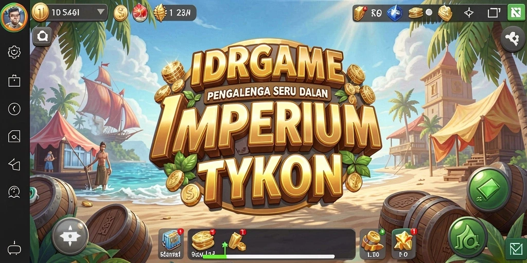 Screenshot utama gameplay IDRGAME menampilkan strategi bisnis yang seru.