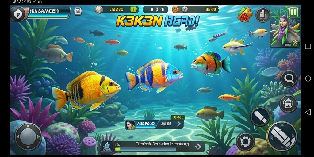 Screenshot K3K3 menampilkan aksi seru permainan Tembak Ikan.