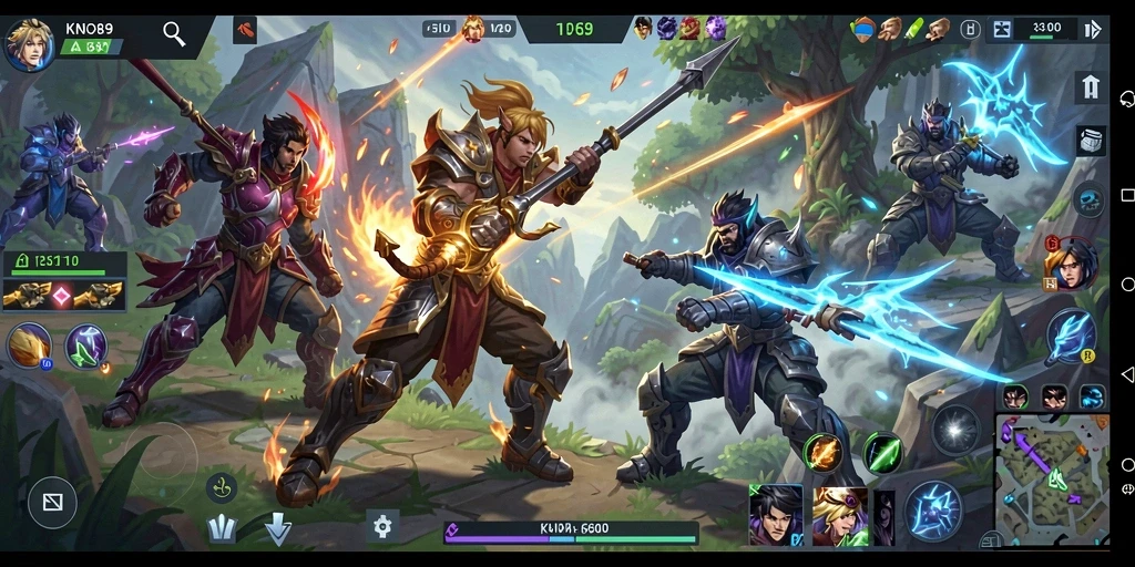 Screenshot KNO89 menampilkan pertarungan seru antar karakter di arena.