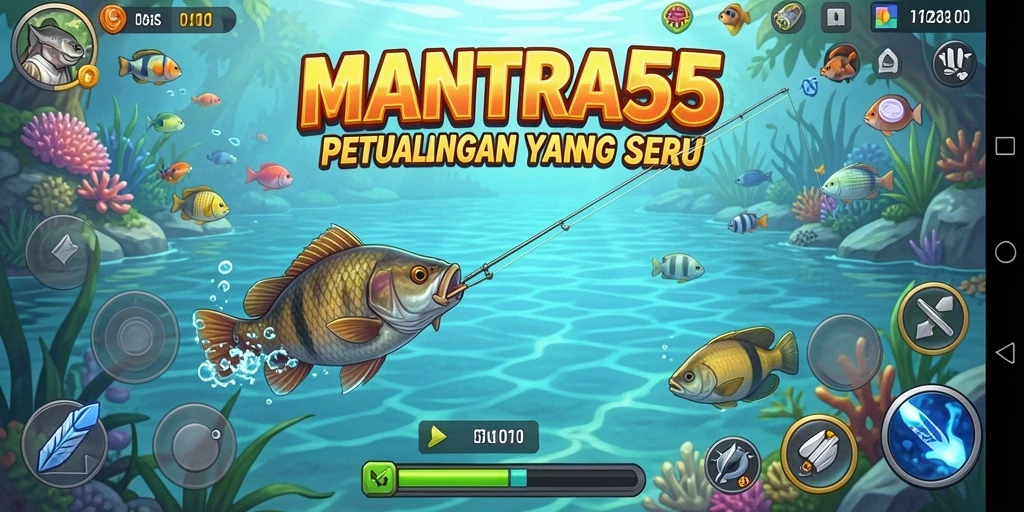 Tangkapan ikan besar dalam gameplay MANTRA55 yang mendebarkan.