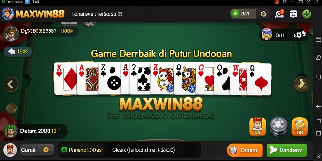 Screenshot gameplay MAXWIN88 menampilkan suasana bermain Domino yang seru dan interaktif.