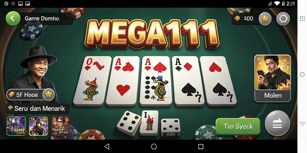 Tampilan permainan Domino yang menarik di MEGA111.