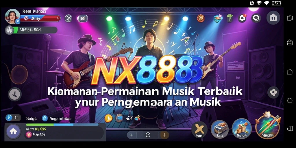 Screenshot gameplay NX888 yang menunjukkan keseruan bermain musik.