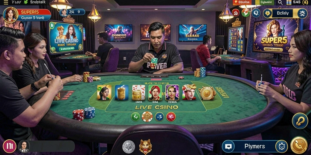 Screenshot gameplay Live Casino SUPER5 yang mengasyikkan dan interaktif.
