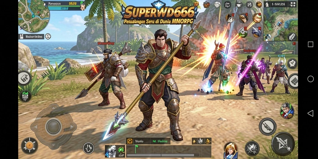 Screenshot utama SUPERWD666 menampilkan aksi seru dalam gameplay MMORPG.