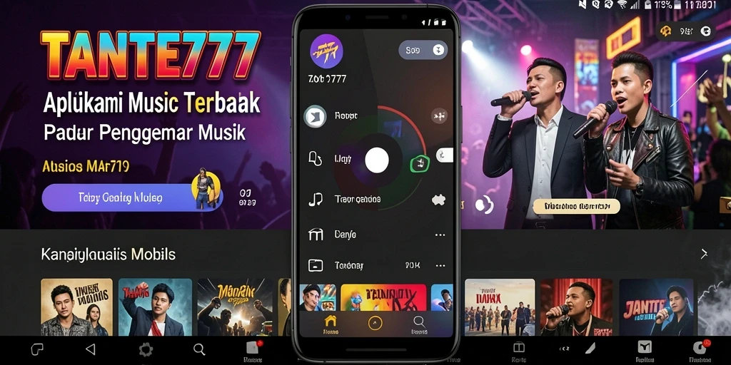 Screenshot gameplay TANTE777 menampilkan antarmuka aplikasi musik yang interaktif.