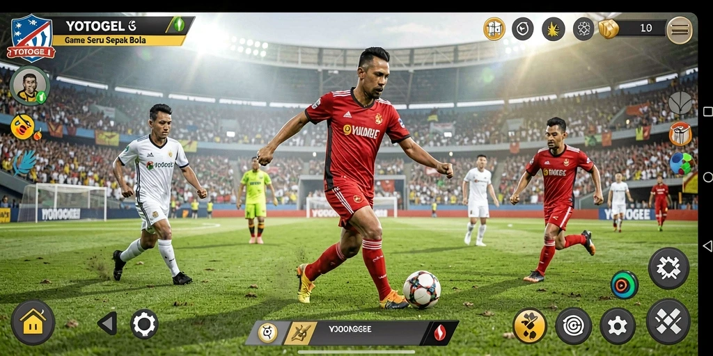 Tampilan gameplay YOTOGEL yang menegangkan dengan aksi sepak bola seru.